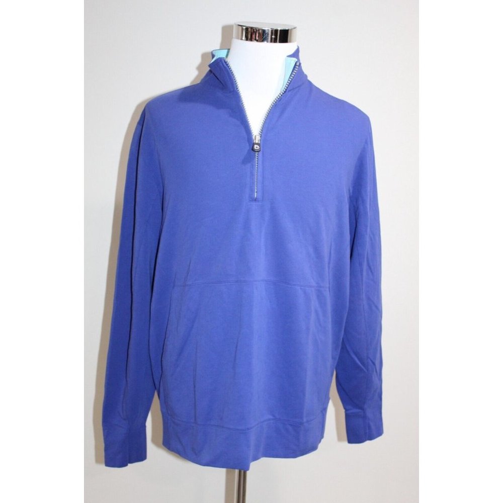 B. DRADDY 1/4 Zip Pullover Golf Polo Long Sleeve XL Blue Pockets - Picture 1 of 6